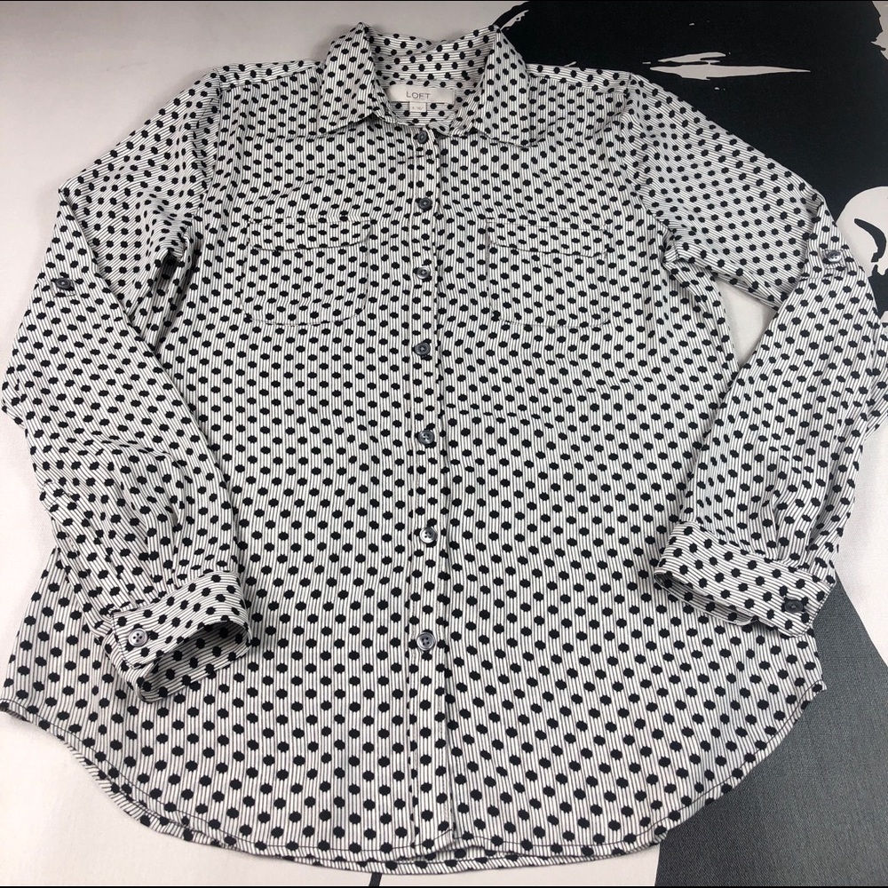 Ann Taylor LOFT Black White Blouse